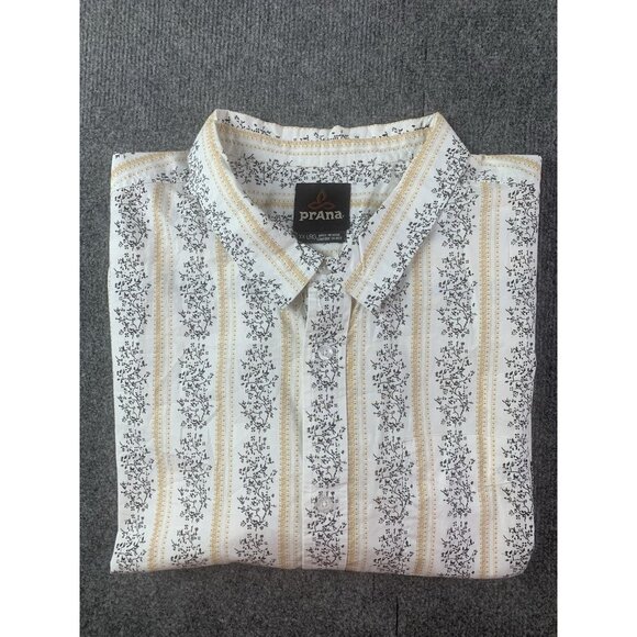 PrAna Breathe Mens 100% Cotton Shot Sleeve Button Up Shirt Size 2XL Multicolor - Picture 1 of 9